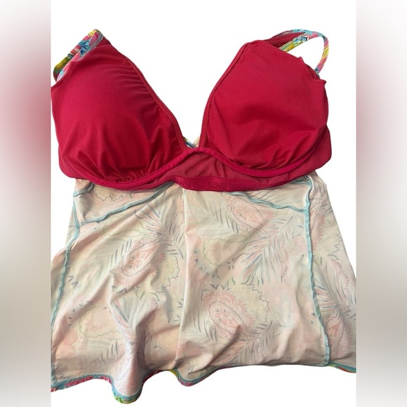 Sunsets Colorful Floral Underwire Bra Tankini Top 36DD - Picture 5 of 7